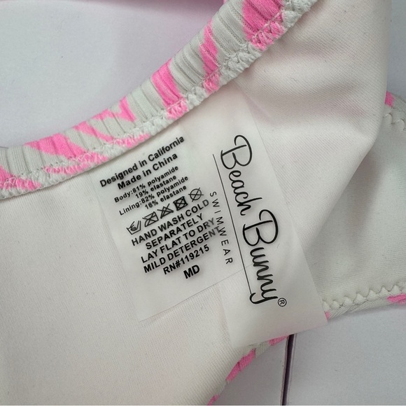 Beach Bunny Pink Zebra Bikini Set – Size M Top & Bottom – Ribbed Tie Front NWOT - Picture 6 of 8